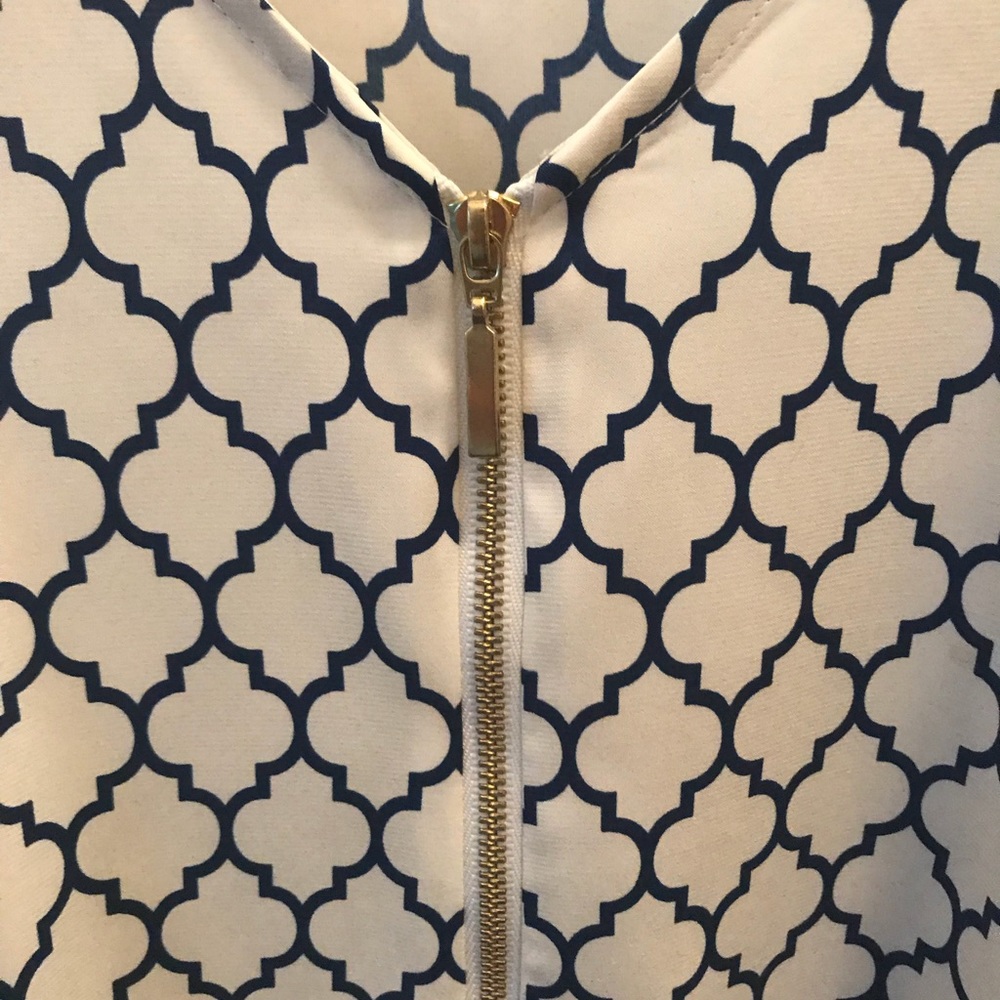 Express Navy & White Patterned Top